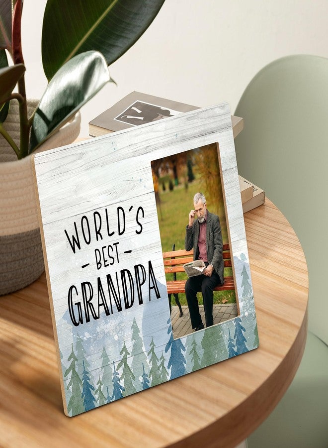SRADMO Grandpa Gifts - Christmas Birthday Picture Frame from Grandchildren, World's Best Grandpa 10x8 Inch Wooden Tabletop Photo Frame - Image 2
